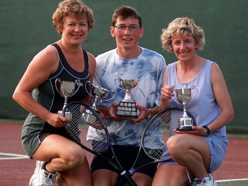 Upper Armley Tennis Club winners. Pictured are Dorcas Dupin (Ladies singles & doubles winner third year running), Stuart Pedder (Mens singles winner 2nd year running) and Heather Senior (Ladies doubles winner third year running).