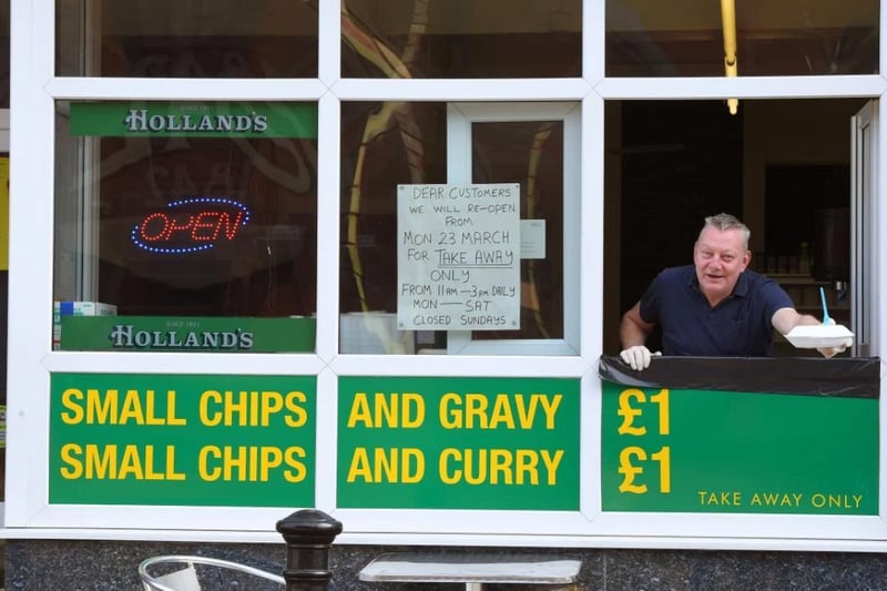 Fred Rolfe of Lune Street Fish n Chips has come up with a novel way of socially distancing whilst serving customers through the window