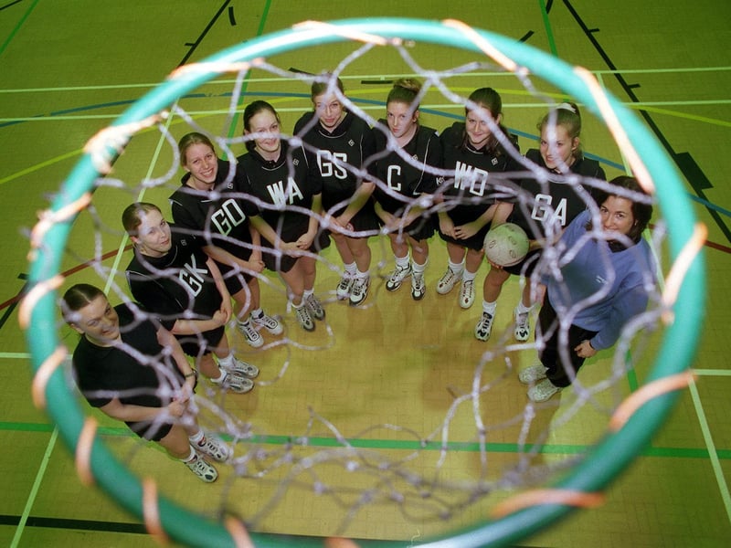 Allerton High School's U-18s netball team. Pictured are Katy Chance, Emily Hepburn, Sarah Moore, Jill Matcalf, Lisa Wright, Kelly Rhodes, Marie Maw and Laura Ellis with teacher Janet Sammon.