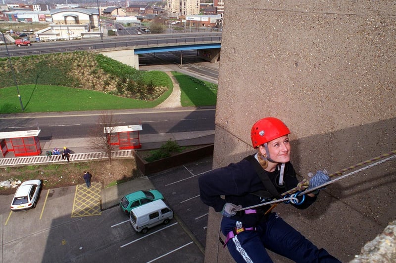 Helen Rowe from Belle Isle was taking part in a sponsored abseil down the side of the YEP headquarters on Wellington Street.