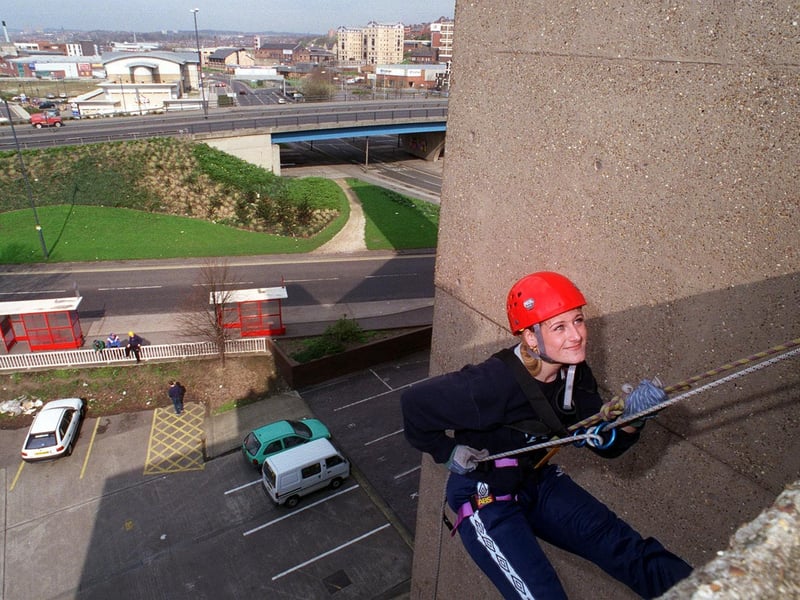 Helen Rowe from Belle Isle was taking part in a sponsored abseil down the side of the former YEP headquarters on Wellington Street.