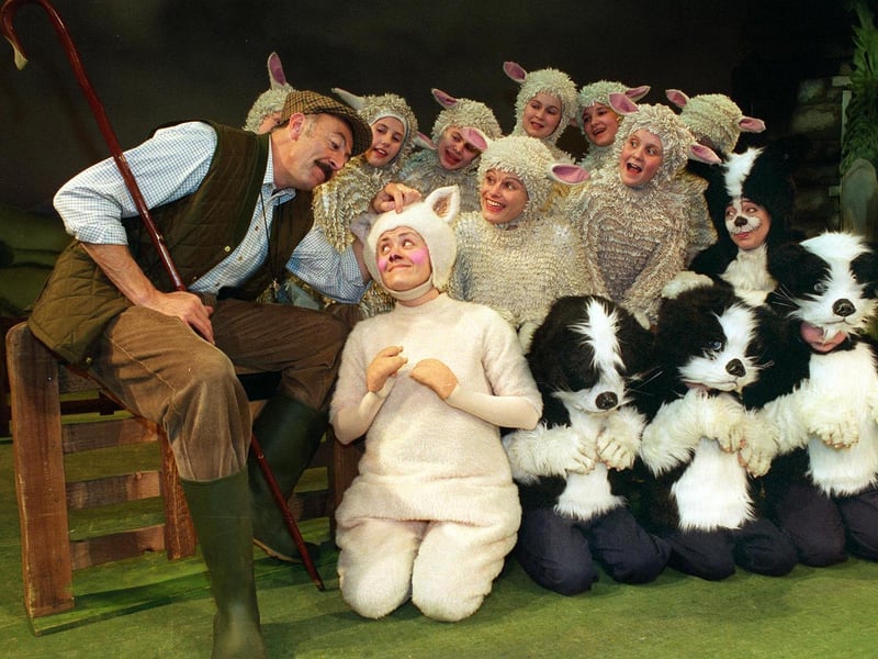 Babe was being staged at the Grand Theatre. Pictured is Farmer Hoggett (Anthony Pedley) and Babe played by Karen Briffett. The sheep are from the Lara Academy of Dance in Wortley.