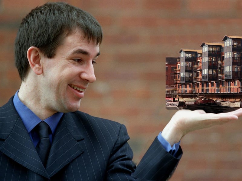 Jonathan Morgan is pictured at The Calls with, thanks to a dash of photo wizardry, some hot Leeds waterfront property in his hand.