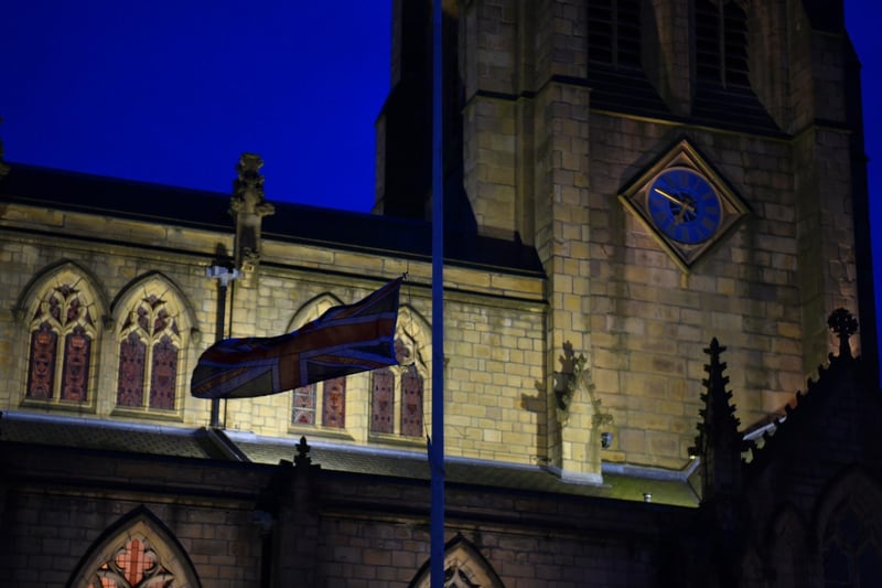 The Union Flag at half mast outside the Parish Church