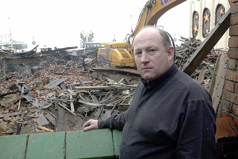 Pump and Truncheon landlord Keith Slater overlooks the site of the Grab City fire in 2002