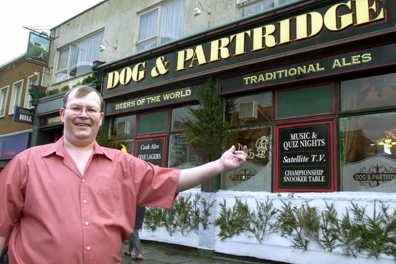 Landlord Lee Rooney winner of the best pub Christmas decorations outside the Dog and Partridge on Lytham Road, Blackpool