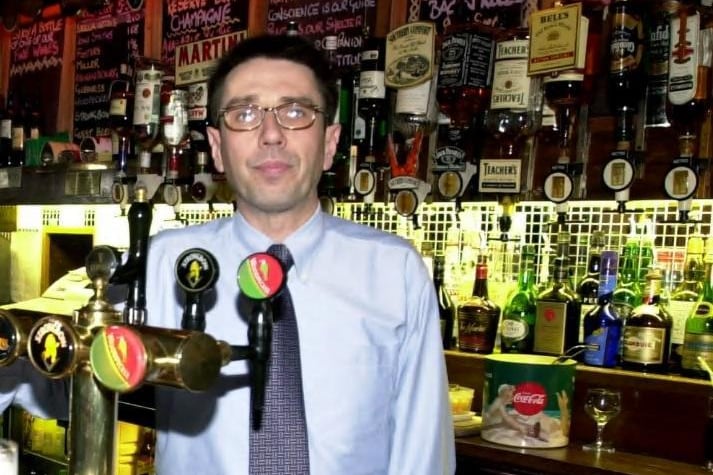 The Vine Tree landlord, David Petty, is pictured behind the bar at the Newton Hill pub in 2000.
