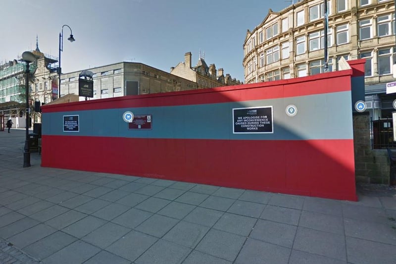 Google cameras haven't been back to Halifax's Woolshops since April 2019 and this means that you can see the Duke of Wellington Regiment memorial mid-construction. The statue was unveiled a month later.