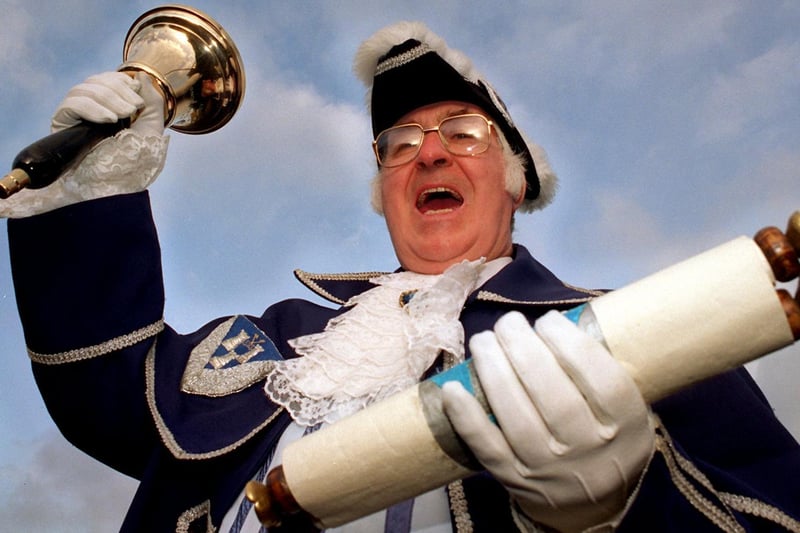 December 1996 and pictured is Otley Town crier Paddy Steval.