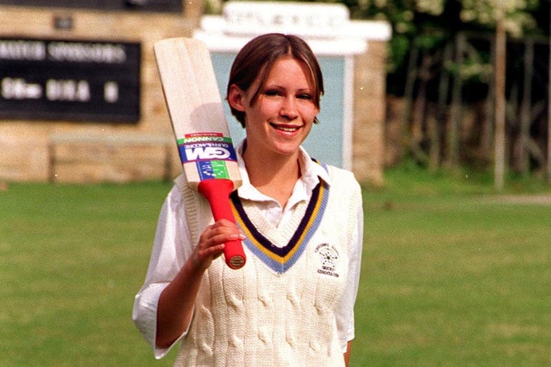 This is Caroline Bailey who in August 1996 was the only girl in an Otley school's cricket team.