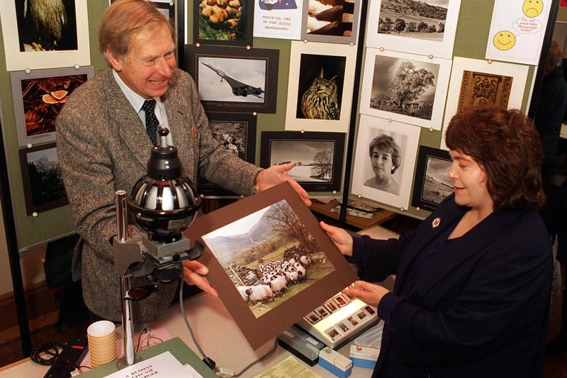November 1996 and Otley Civic Centre held its first open day to the public. Pictured is Dr Peter Sanderson, president of the Otley and District Photographic Society with Coun Sue Egan, leader of Otley Town Council.