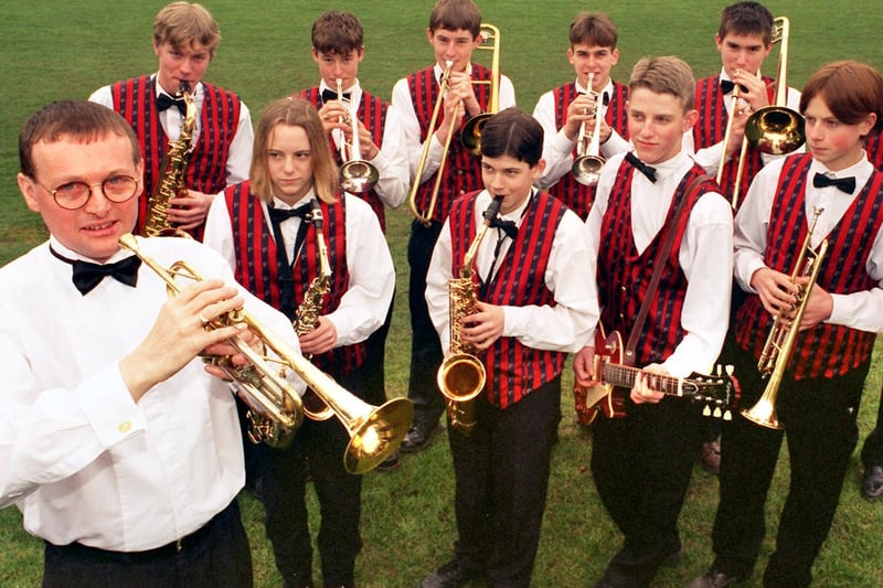 The Swing Band at Prince Henry's Grammar School led by band leader and head of music Mark Pallant in March 1996.