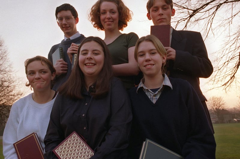 Prizewinners from Prince Henry's Grammar in November 1996. Pictured are Kathryn Cooper, Chris Grange, Helen Appleyard, Aimee Clifton van Vliet, Emma Gauton and Tom Nixon.