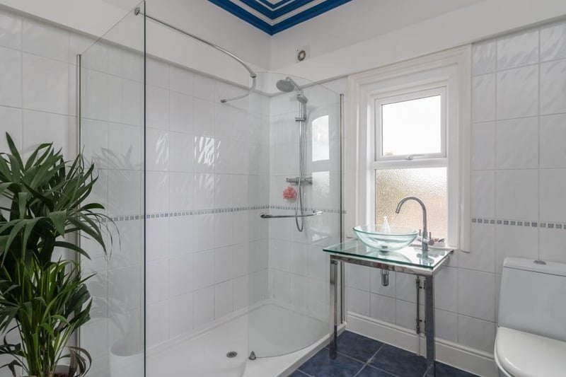 The clean, bright shower room