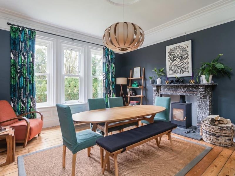 The dining room easily has room for eight guests