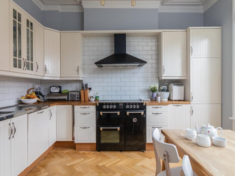 There is plenty of space in the traditional kitchen