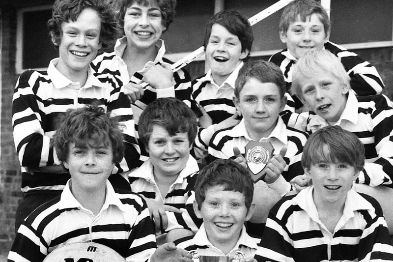 The Wigan Rugby Union Under 12s team who won a sevens competition in March 1983.