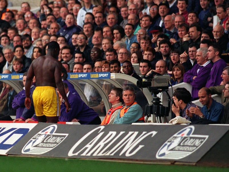 His protest prompted a bemused reaction from sections of the home support behind the dug outs.