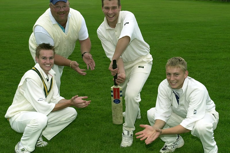 August 2002 and Hunslet Nelson Cricket Club were celebrating a Millennium award to teach the game in the local community. Pictured, from left, Joe Belwood, Roy Wagstaff, Joe Smith and Richard Calverley.