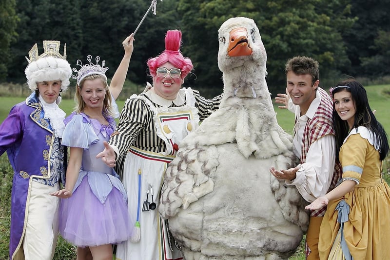 Kym Marsh poses with fellow cast members of the Stoke-on-Trent annual pantomime in 2005, from left, Andy Goulding, Vanessa Clark, Eric Potts, Jonathan Wilkes and Kym Marsh.