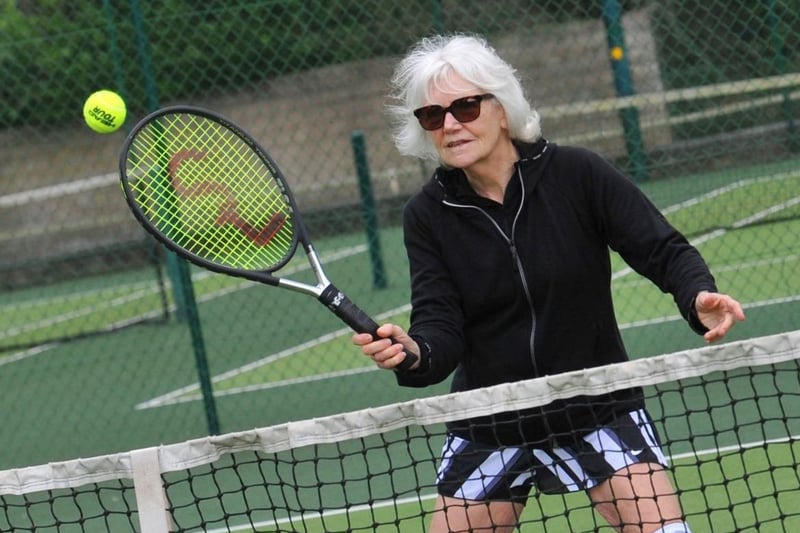 Anne Miller, chairman at Bellingham Tennis Club, Wigan, gets back to doing what she loves