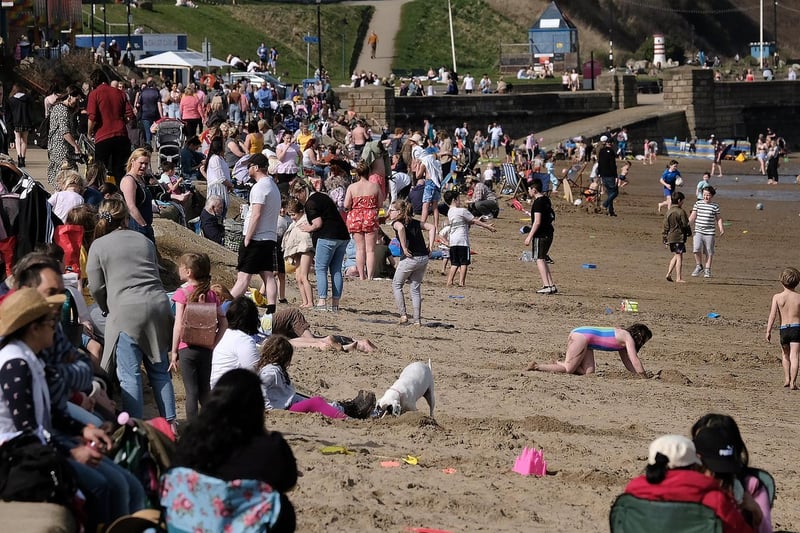 People flocked to enjoy the sunshine on North Bay.