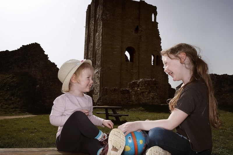 Daisy and Lily have fun during their visit to the castle.