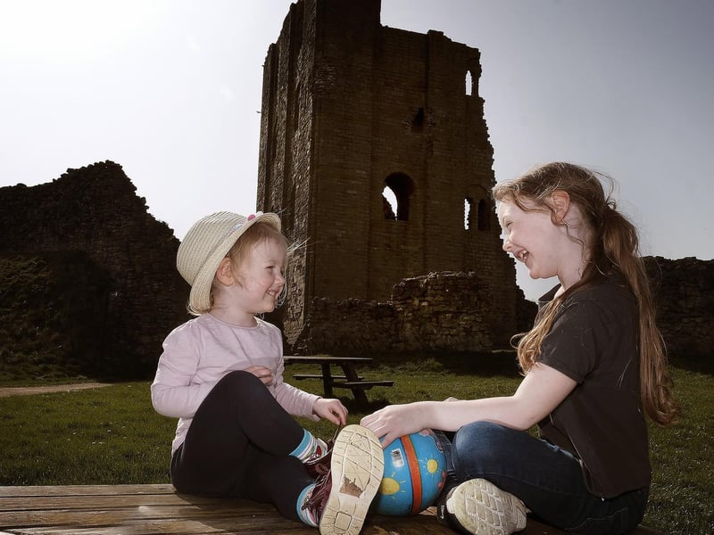Daisy and Lily have fun during their visit to the castle.