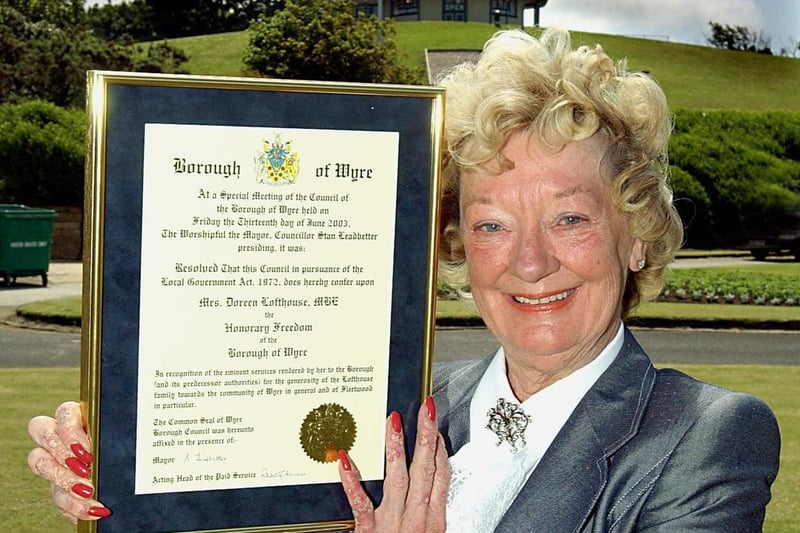 Doreen Lofthouse with the "Freedom of the Borough".