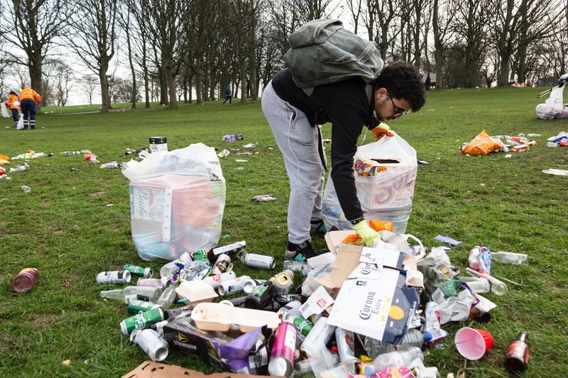 In scenes more akin to those you might see at a rubbish tip than at a public park, beer bottles, disposable barbecues, food wrappers and shards of glass could be seen strewn across the grass