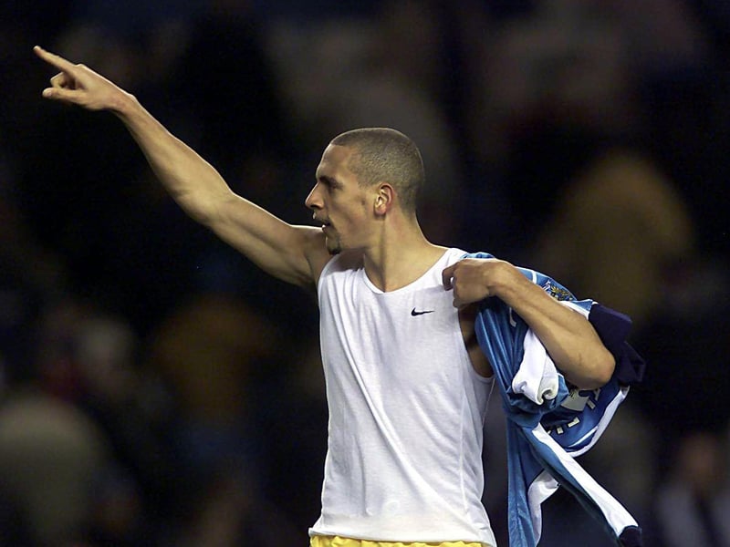 Rio Ferdinand akcnowleges the travelling support at full-time.