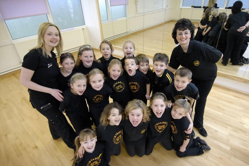 Some of the youngsters at Scarborough Stagecoach Theatre Arts School, pictured with school principal Nicky Sweeney-Chisholm in the dance studio at Raincliffe School, where the school moved to from YCC Westwood.