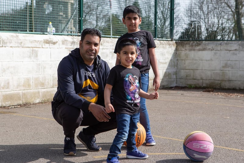 Jamil, Saad and Hadi, play ball at Crow Nest Park, Dewsbury