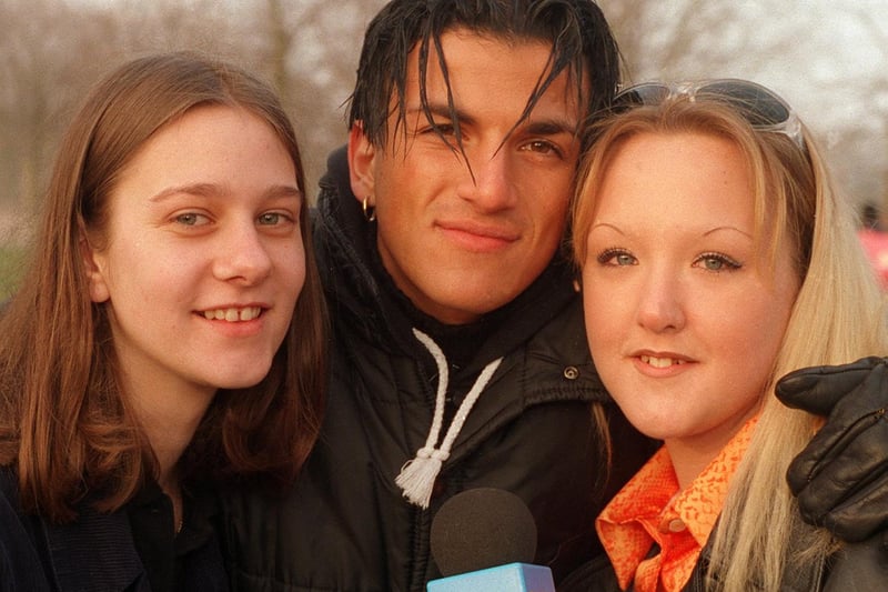 Big Breakfast presenter Peter Andre is pictured on Woodhouse Moor during a break from the live show with contestants Nicky Clark (left) and Lynsey Roberts.