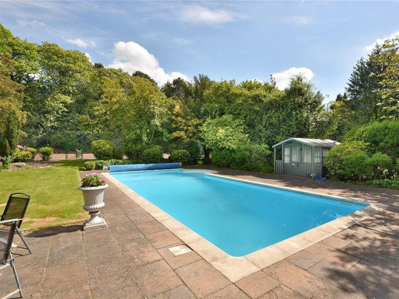 There is a full sized tennis court which has been recently resurfaced, as well as a 13ft deep heated swimming pool which was refurbished in 2017.
