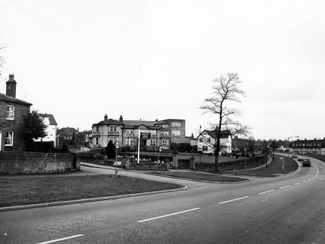 Broadway in January 1980. Part of the Leeds Outer Ring Road, looking in the direction of Woodside. Broadway Hall is visible centrally.