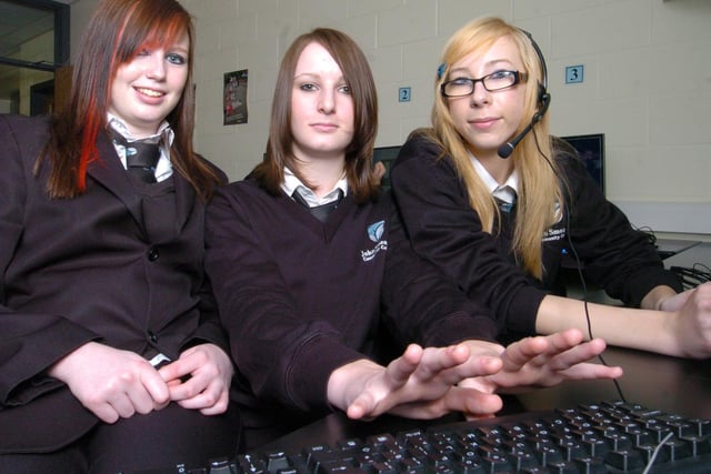 Year 11 pupils produced a documentary on D-Day. Pictured, from left, Anni Bilbey, Amy Dickinson and Bethany Clark.