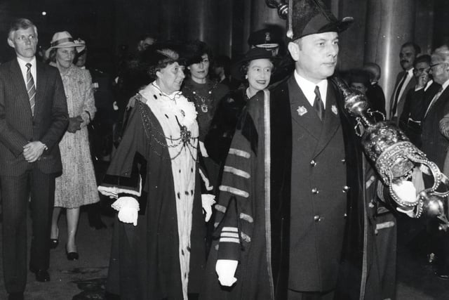 The Queen visited Leeds. She is pictured at the Civic Hall.