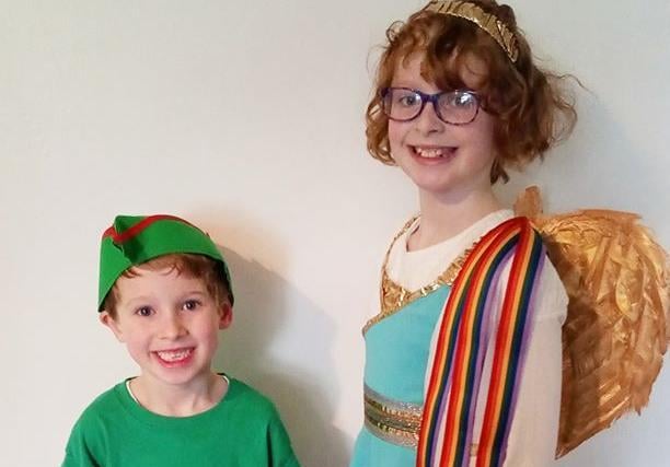 Seb & Elodie as Peter Pan & Iris, Greek Goddess of Rainbows (Percy Jackson books).sent to us by Charlotte Clayforth-Doyle.