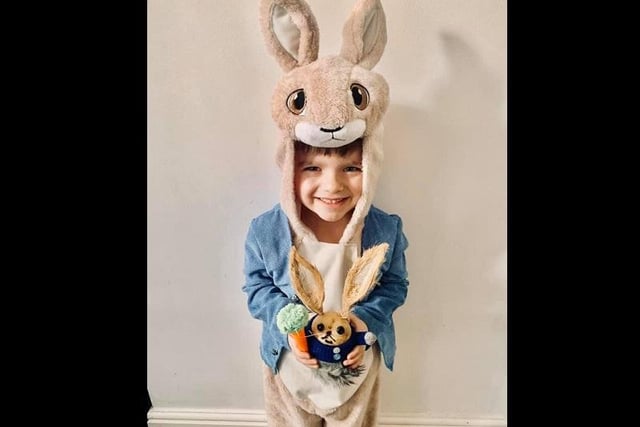 Marta Kowalska sent us this cute picture of Victor dressed as Peter Rabbit.