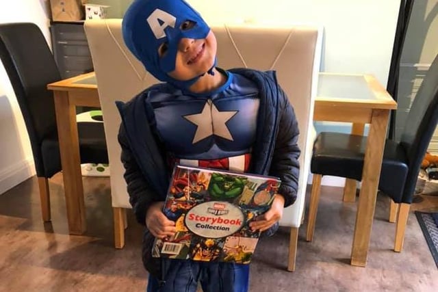 William, six, is Captain America.