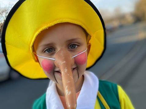 Tommy, age seven, dressed as Pinocchio.