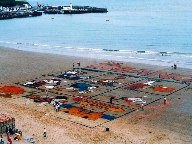 Scarborough school students helped to create the worlds largest comic strip in 1988, a record which still stands. They transformed a section of South Bay beach into a giant front page of The Beano.