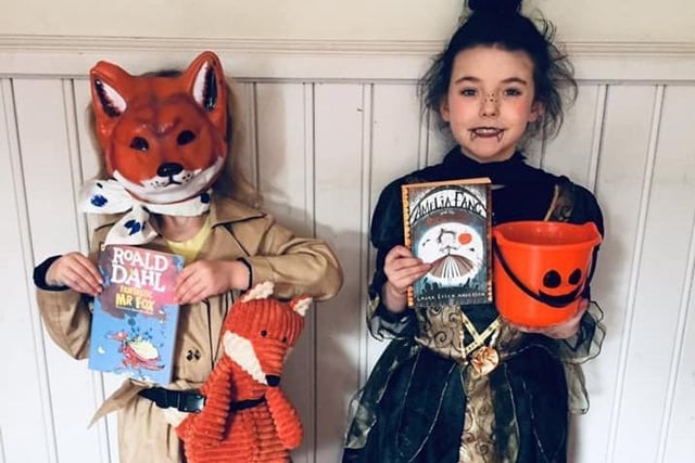 Bekki Goult sent this photo of Summer age seven and Saffron age eight as Fantastic Mr Fox and Amelia Fang.
