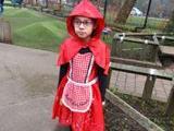 Mahiba, age seven, as Little Red Riding Hood.