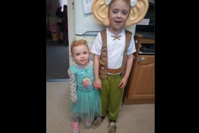 Lewis  and Chloe from Sowerby Bridge dressed up as the BFG and Elsa.
