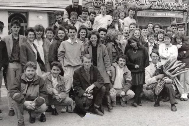 Plenty of baguettes to go round here for art and design students in Paris, March 1988.