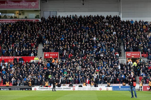 Preston North End's 1,603 travelling supporters in the away section at Stoke