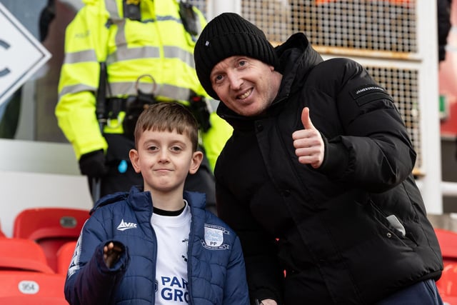 Two happy PNE fans in the away end