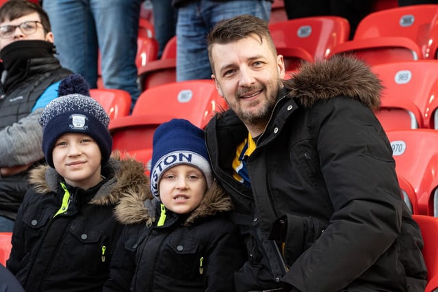 Two young PNE fans sported their North End hats at Stoke to keep out the cold